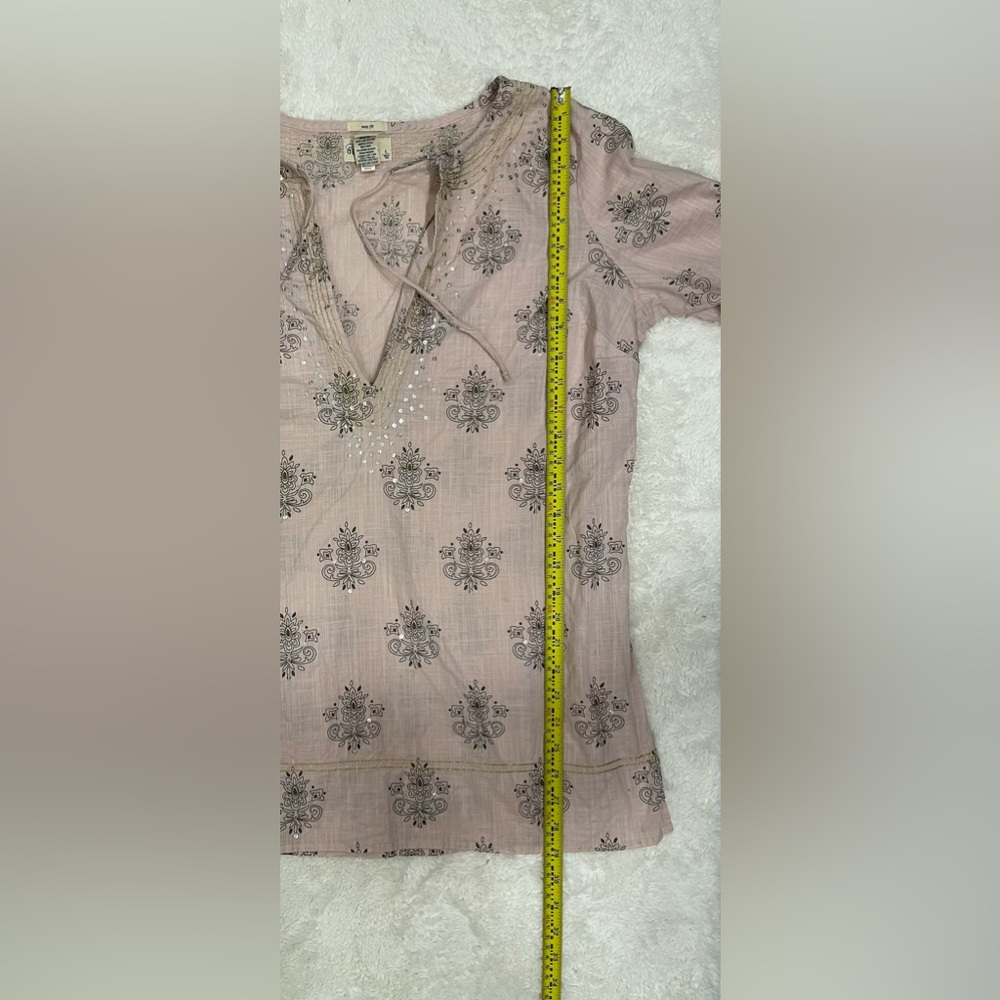 Old Navy Pink Boho Blouse Large Sequined Long Sleeve Top Easy Fit - Picture 6 of 7